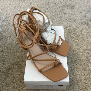 Size 8.5 Brand new Tan lace up sandals